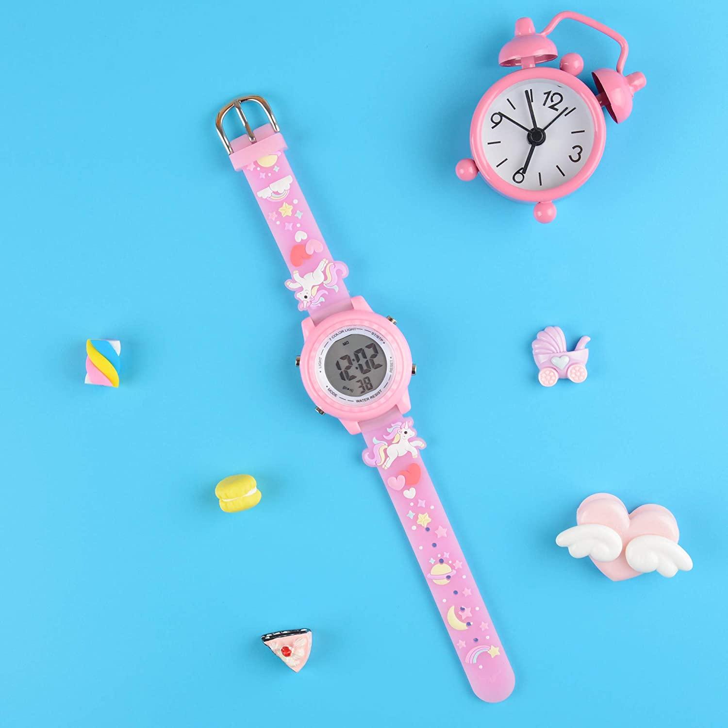 Kids Watches Waterproof 3D Cute Cartoon Digital Girl Watch - Pink - BumbleToys - 5-7 Years, Girls, OXE, Pre-Order, Wrist Watches