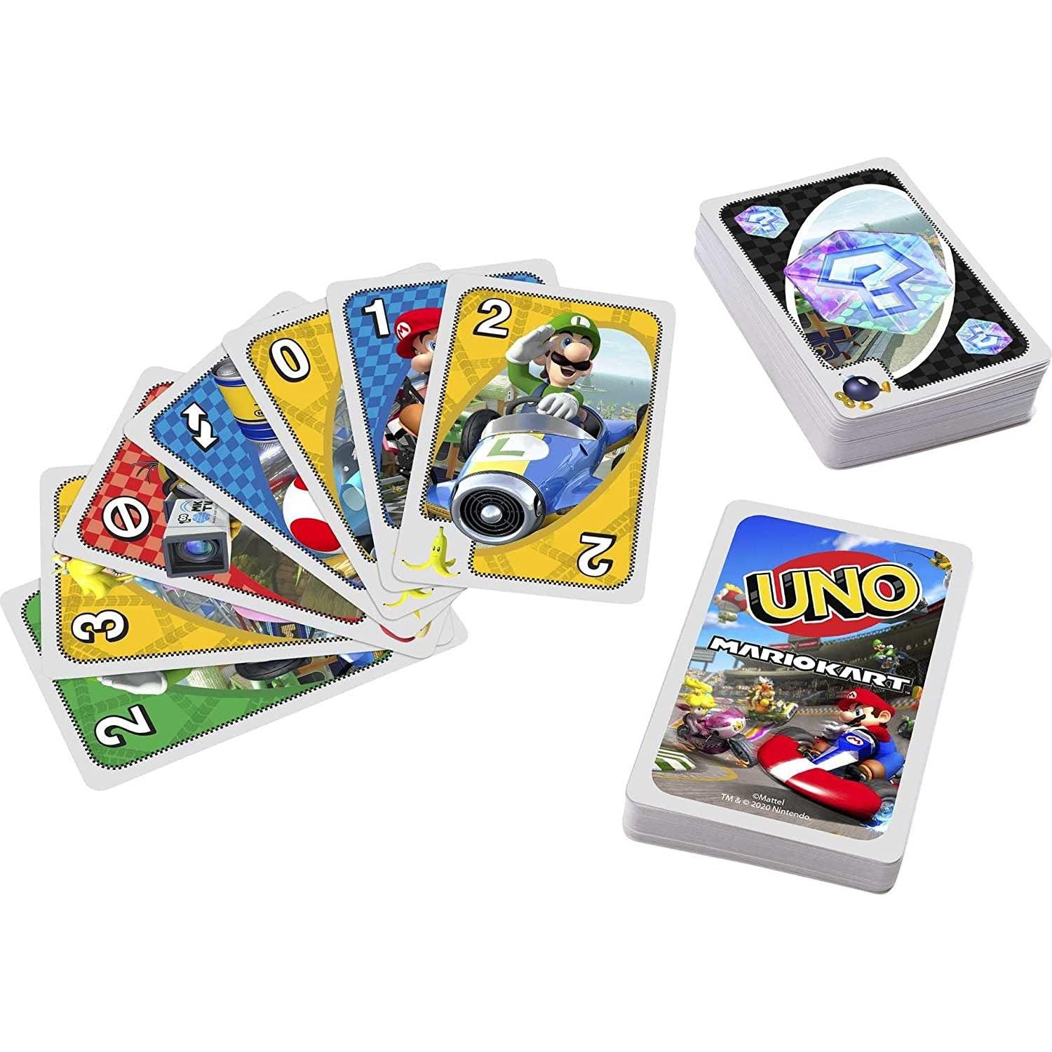 UNO Mario Kart Card Game with 112 Cards & Instructions for Players Ages 7 Years & Older, Gift for Kid, Family and Adult Game Night - BumbleToys - 8+ Years, Boys, Card & Board Games, Clearance, Girls, Puzzle & Board & Card Games