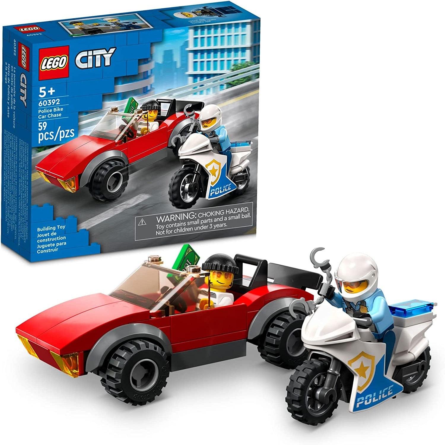 LEGO City 60392 Police Bike Car Chase, Toy with Racing Vehicle & Motorbike Toys (59 Pieces)