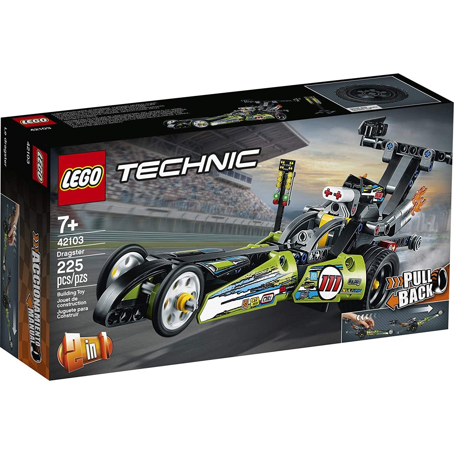 LEGO Technic Dragster 42103 Pull-Back Racing Toy Building Kit (225 Pieces) - BumbleToys - 18+, 5-7 Years, Boys, LEGO, OXE, Technic
