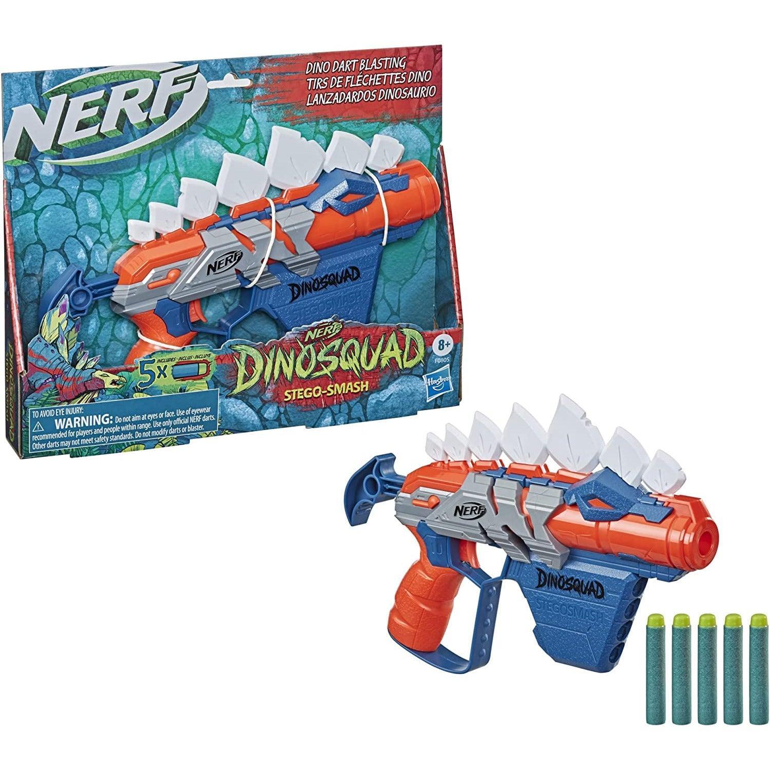 Nerf DinoSquad Stego-Smash Dart Blaster, 5 Nerf Elite Darts, Kids Outdoor Toys, Dinosaur Toys for 8 Year Old Boys and Girls and Up, Stegosaurus Dinosaur Design - BumbleToys - 6+ Years, Blasters, Blasters & Water Pistols, Boys, Fortnite, Guns, Pre-Order