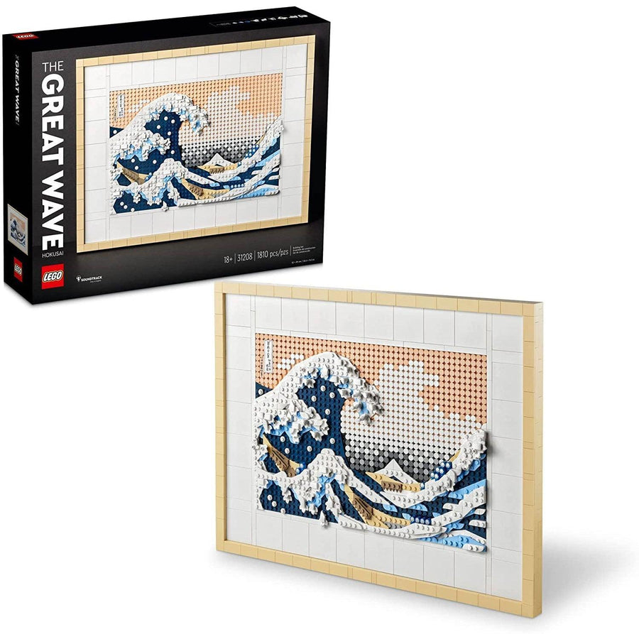 LEGO Art Hokusai - The Great Wave 31208 ، مجموعة فنون جدارية يابانية ثلاثية الأبعاد ، لوحة قماشية مؤطرة للمحيط (1810 قطعة)