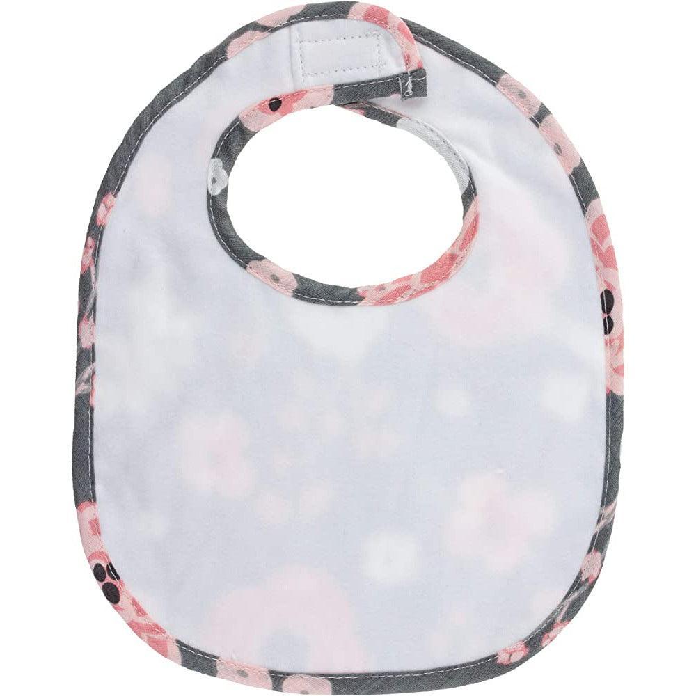 Stephen Joseph BIB SETS CHARCOAL FLOWER (S21) - BumbleToys - 5-7 Years, Cecil, Girls, School Supplies, Silicone Baby Bib, Toddler