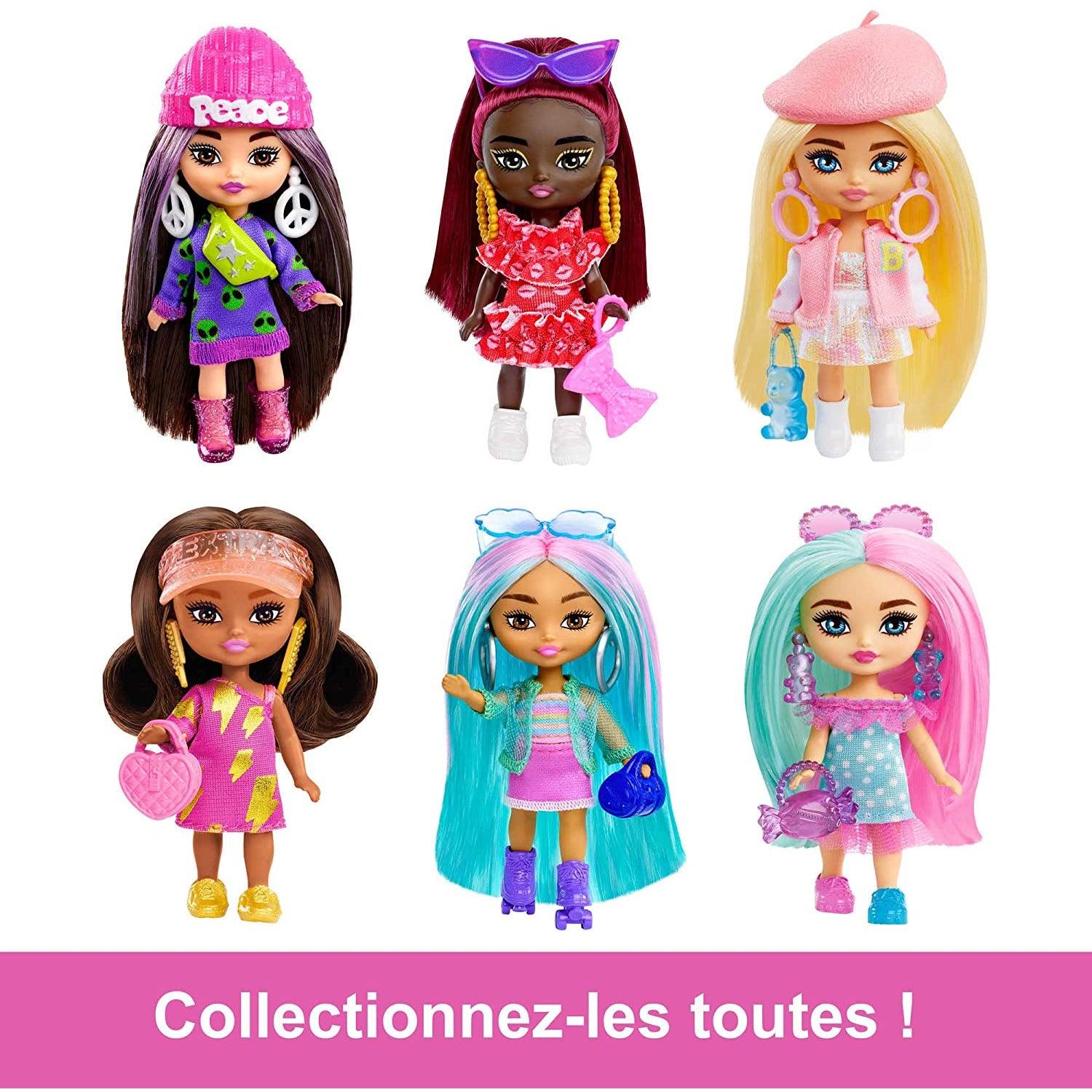 Barbie Extra Mini Minis Brunette Doll With Alien Sweater Dress, Peace Sign-Themed Clothes And Accessories - BumbleToys - 5-7 Years, Barbie, Barbie Extra, Dolls, Fashion Dolls & Accessories, Girls, Miniature Dolls & Accessories, OXE, Pre-Order