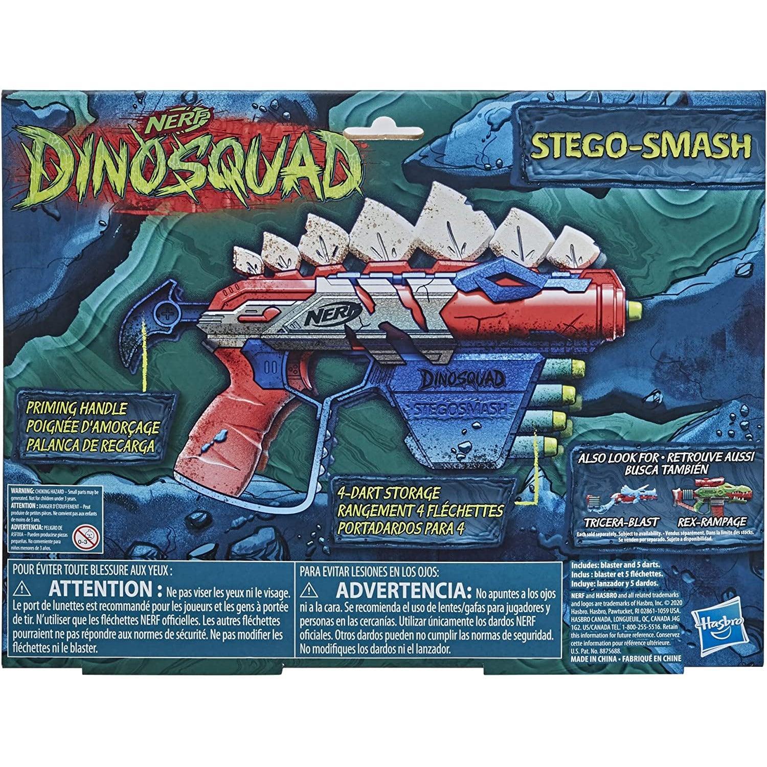Nerf DinoSquad Stego-Smash Dart Blaster, 5 Nerf Elite Darts, Kids Outdoor Toys, Dinosaur Toys for 8 Year Old Boys and Girls and Up, Stegosaurus Dinosaur Design - BumbleToys - 6+ Years, Blasters, Blasters & Water Pistols, Boys, Fortnite, Guns, Pre-Order