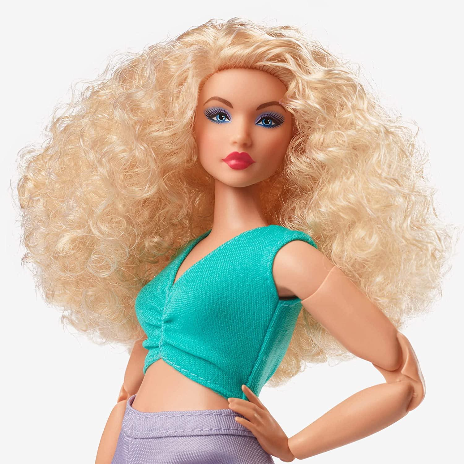 Barbie Looks Doll, Blonde Curly Hair, Color Block Outfit with Waist Cut-Out, Curvy Body Type, Style and Pose, Fashion Collectibles - BumbleToys - 5-7 Years, Barbie, Fashion Dolls & Accessories, Girls, Pre-Order