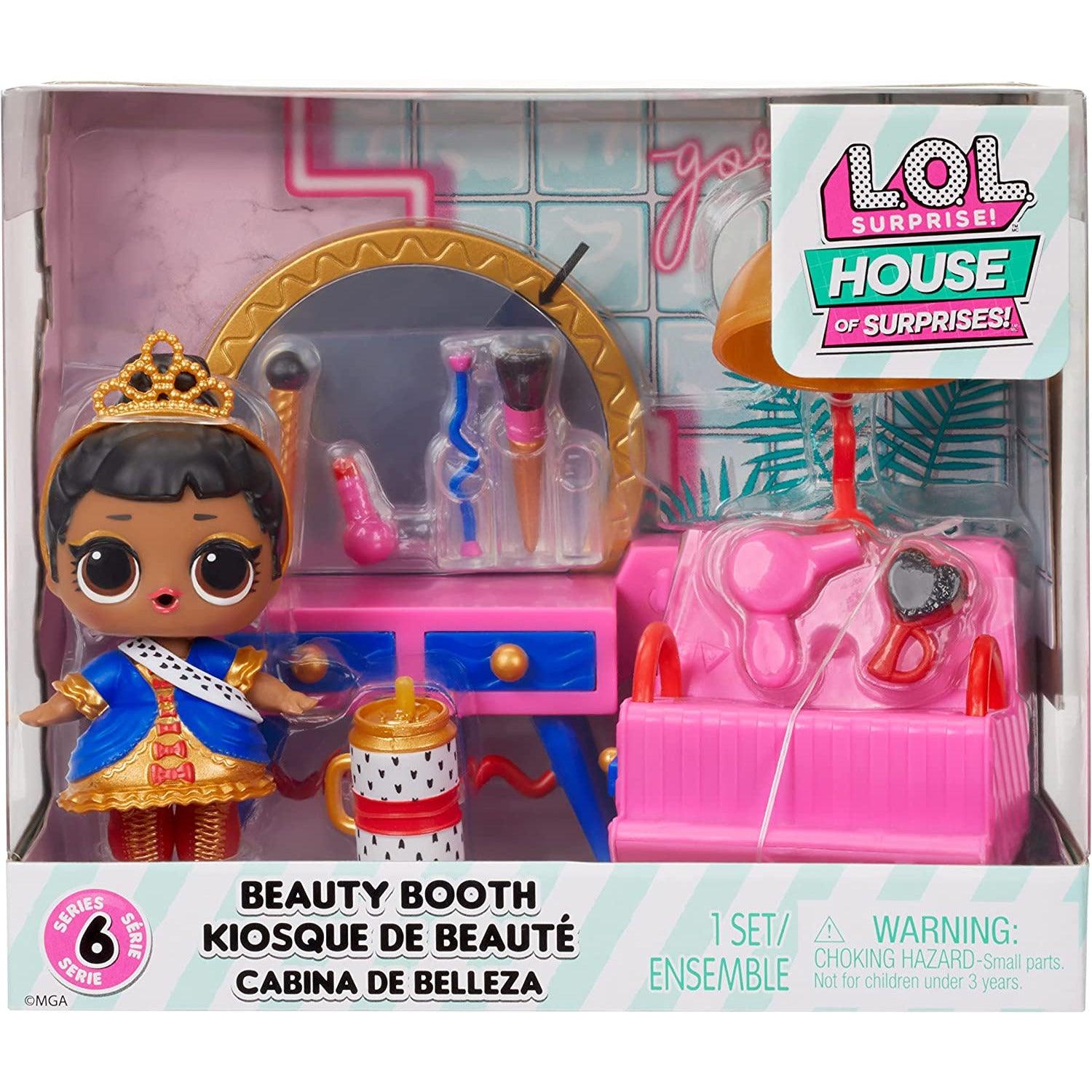 LOL Surprise OMG House of Surprises Beauty Booth Playset with Her Majesty Collectible Doll and 8 Surprises, Dollhouse Accessories - BumbleToys - 5-7 Years, Fashion Dolls & Accessories, Girls, L.O.L, LOL, Makeup, New Arrivals, Pink