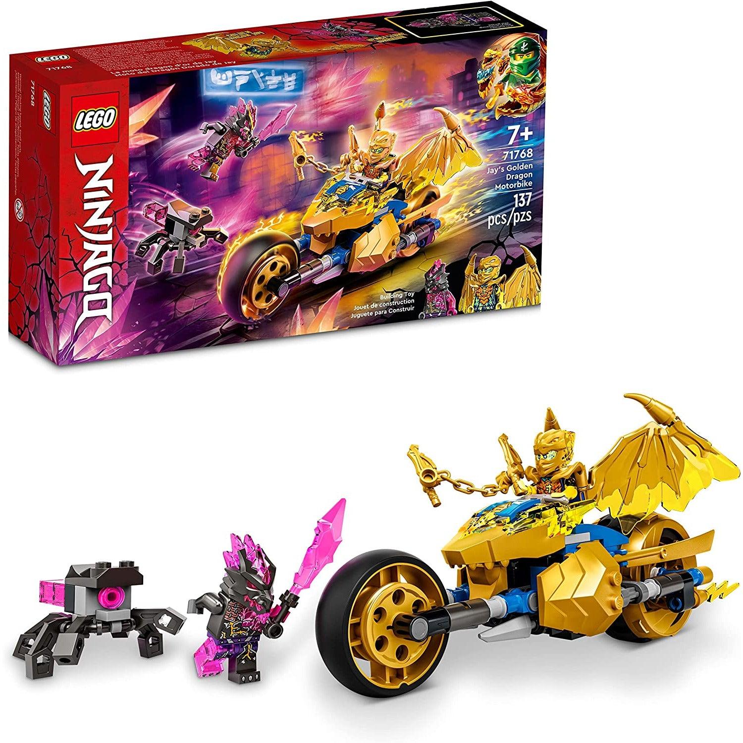 Lego 71768 NINJAGO Jay’s Golden Dragon Motorbike Ninja Building Toy Set for Boys, Girls, and Kids Ages 7+ (137 Pieces) - BumbleToys - 5-7 Years, 8+ Years, Boys, LEGO, Ninjago, OXE, Pre-Order