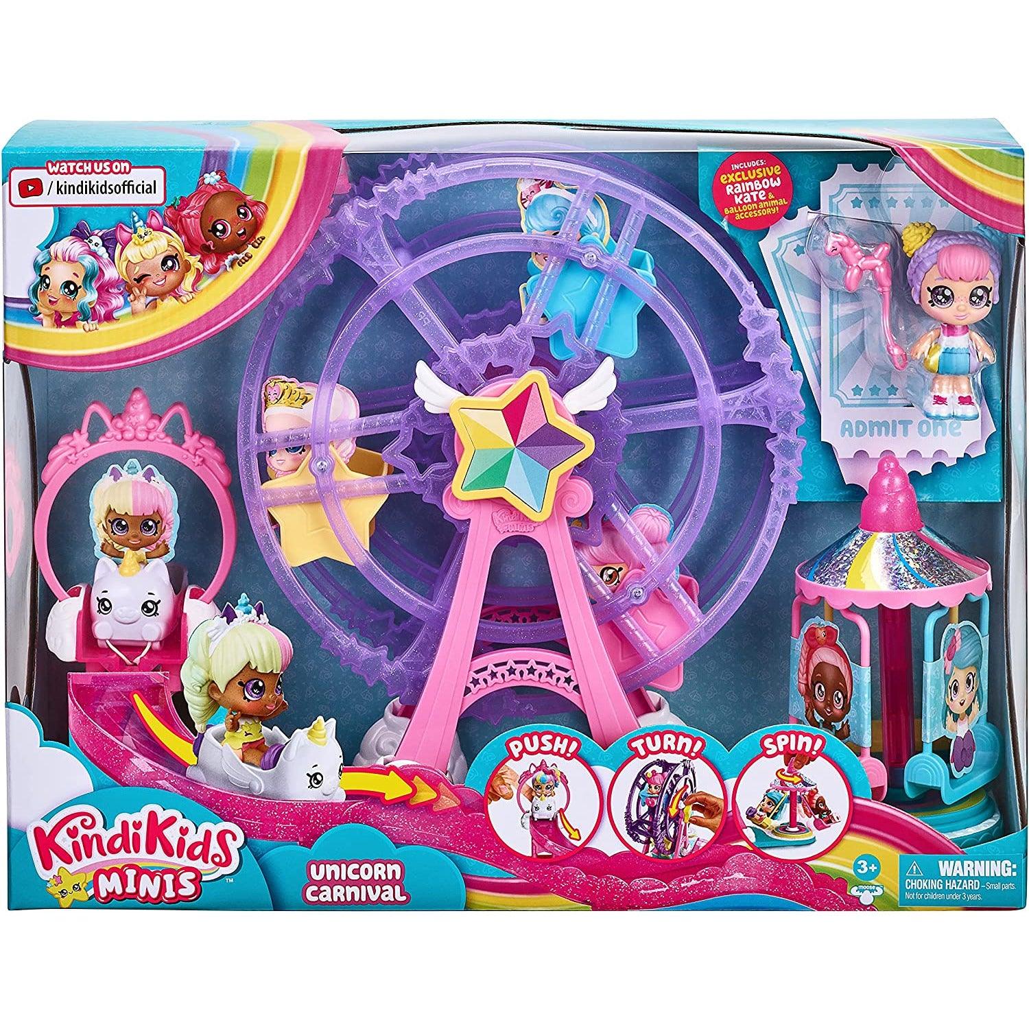 Kindi Kids Minis Collectible Ferris Wheel and Posable Bobble Head Figurine 2pc - BumbleToys - 5-7 Years, Fashion Dolls & Accessories, Girls, Kindi Kids, Pre-Order