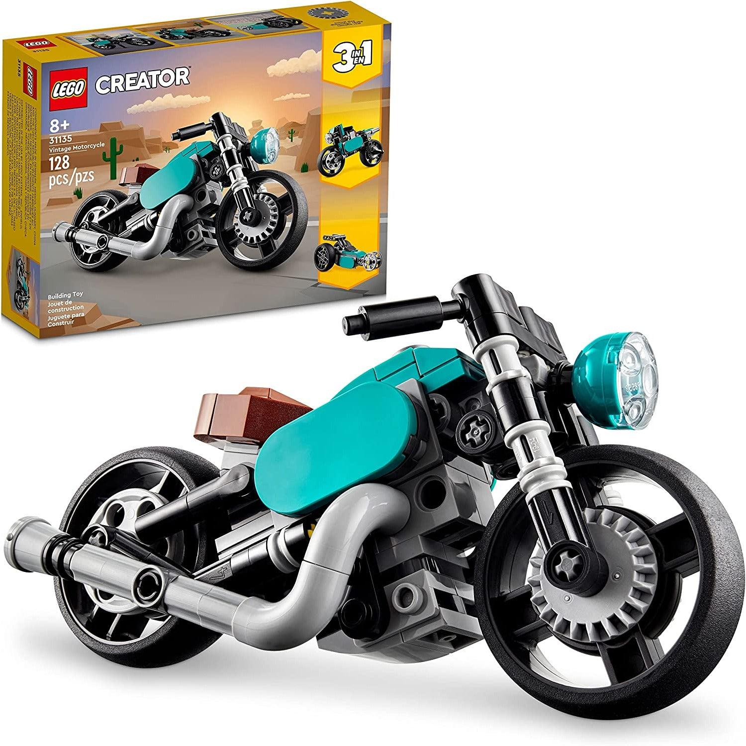 LEGO 31135 Creator 3 في 1 مجموعة دراجات نارية كلاسيكية ، لعبة دراجة نارية كلاسيكية إلى دراجة نارية في الشارع إلى سيارة دراغستر