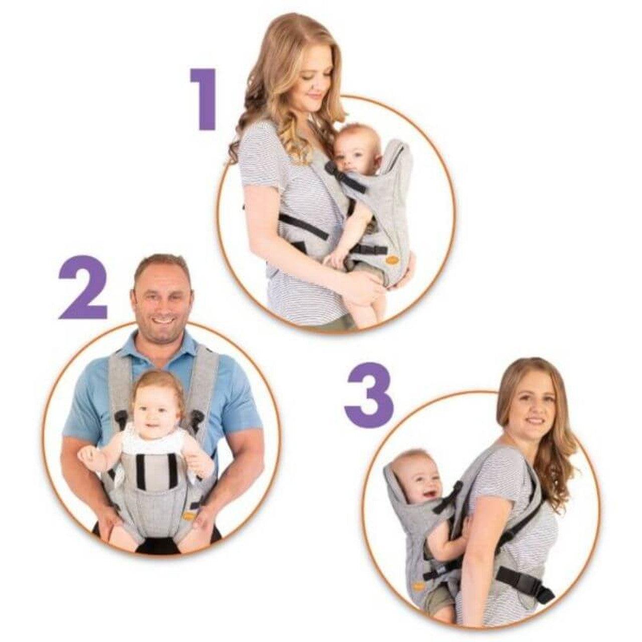 Dreambaby Oxford Ergonomic 3-In-1 Baby Carrier - Grey - BumbleToys - 0-24 Months, Boys, Cecil, Girls