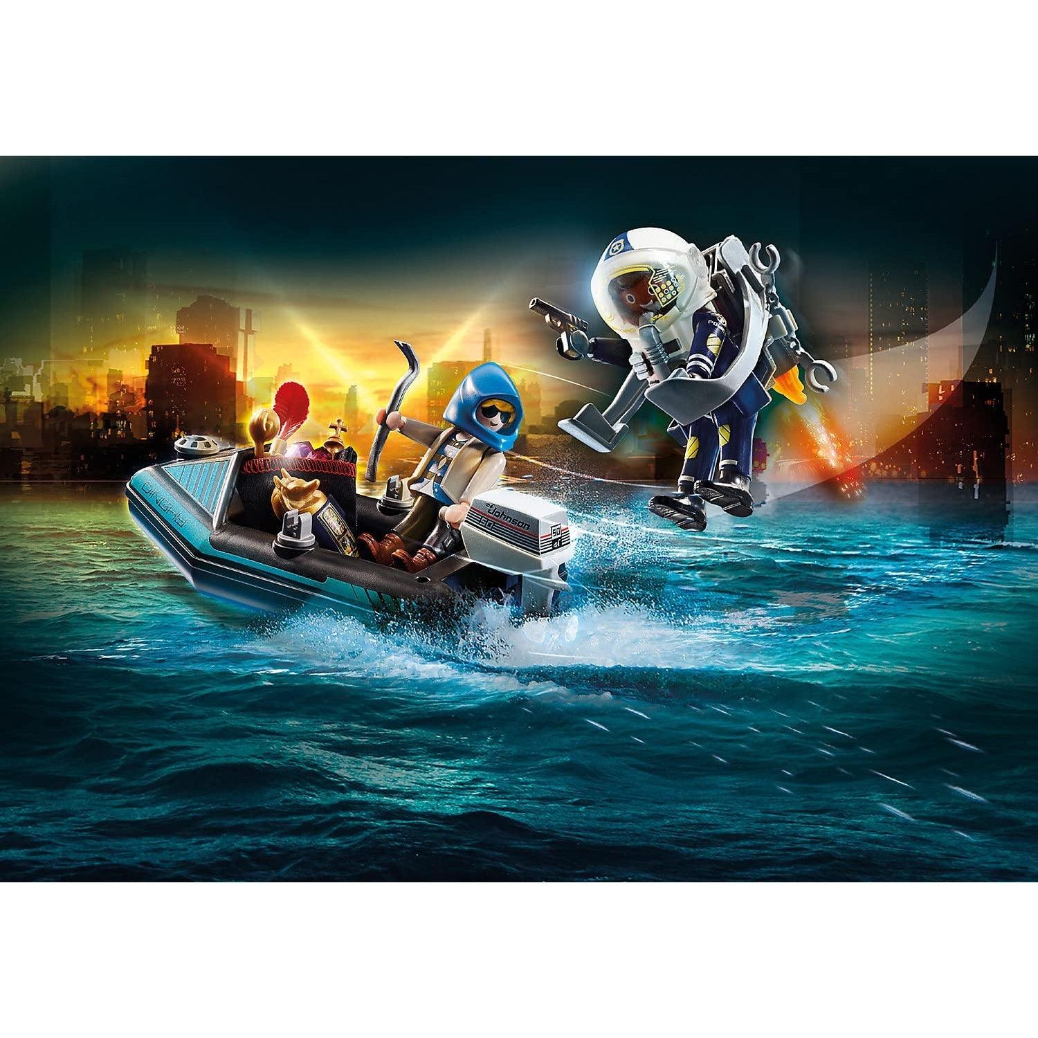 PLAYMOBIL Police Jet Pack with Boat 70782 - BumbleToys - 3+ years, Boys, New Arrivals, playmobil