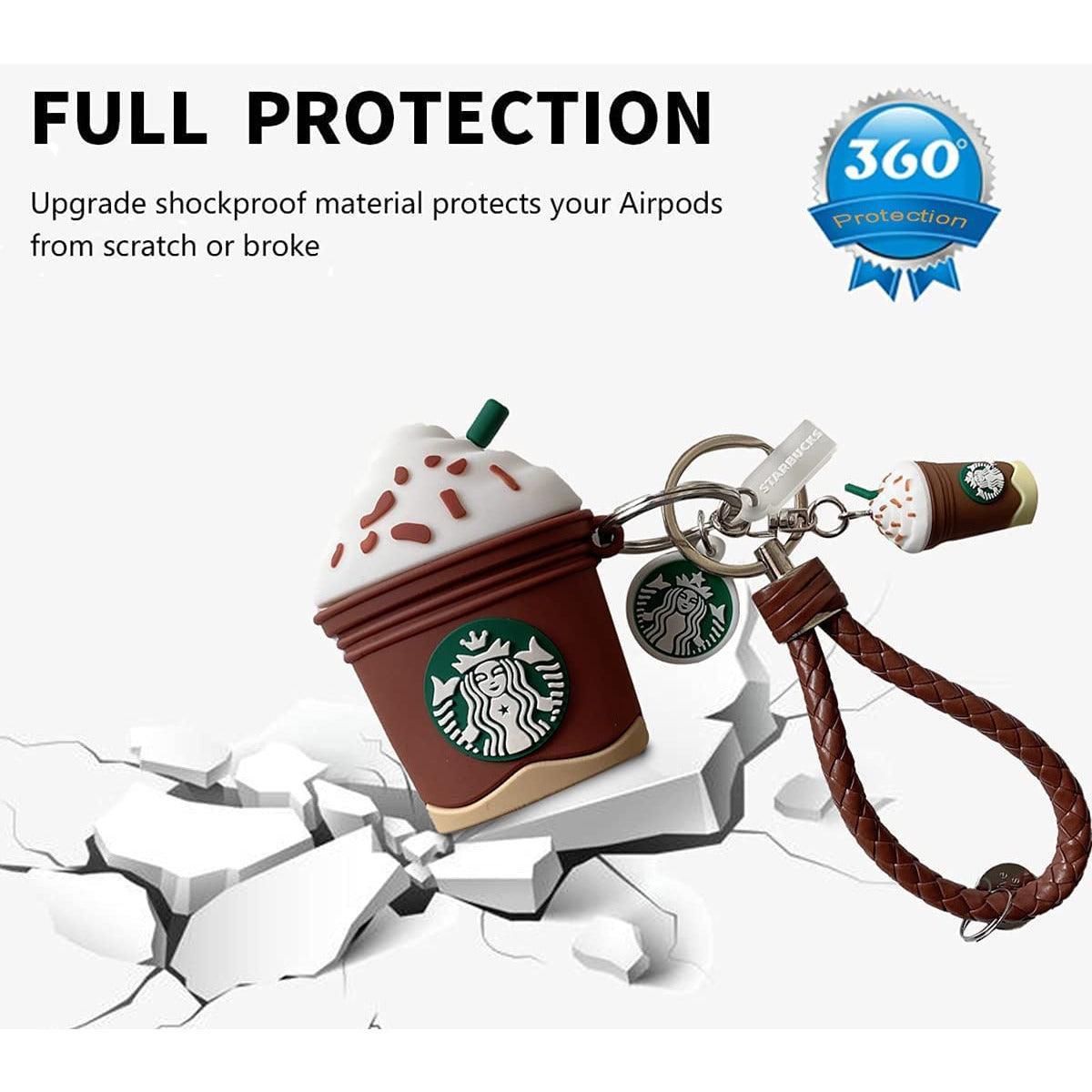 AirPod 1 & 2 Case Compatible Silicone Protective Cover Shockproof and Drop Resistant 3D Cute Starbucks - Ice Cream Brown - BumbleToys - 18+, 6+ Years, Boys, Funko, Girls, Key Chain, Pre-Order