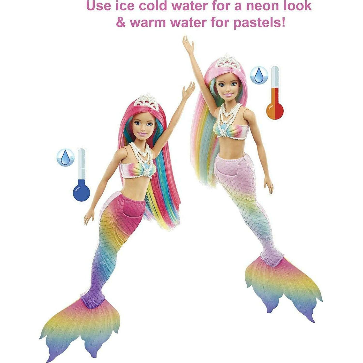 Barbie Dreamtopia Rainbow Magic Mermaid Doll with Rainbow Hair and Water-Activated Color Change Feature - Blond - BumbleToys - 5-7 Years, Barbie, Fashion Dolls & Accessories, Girls, Mermaid, Pre-Order