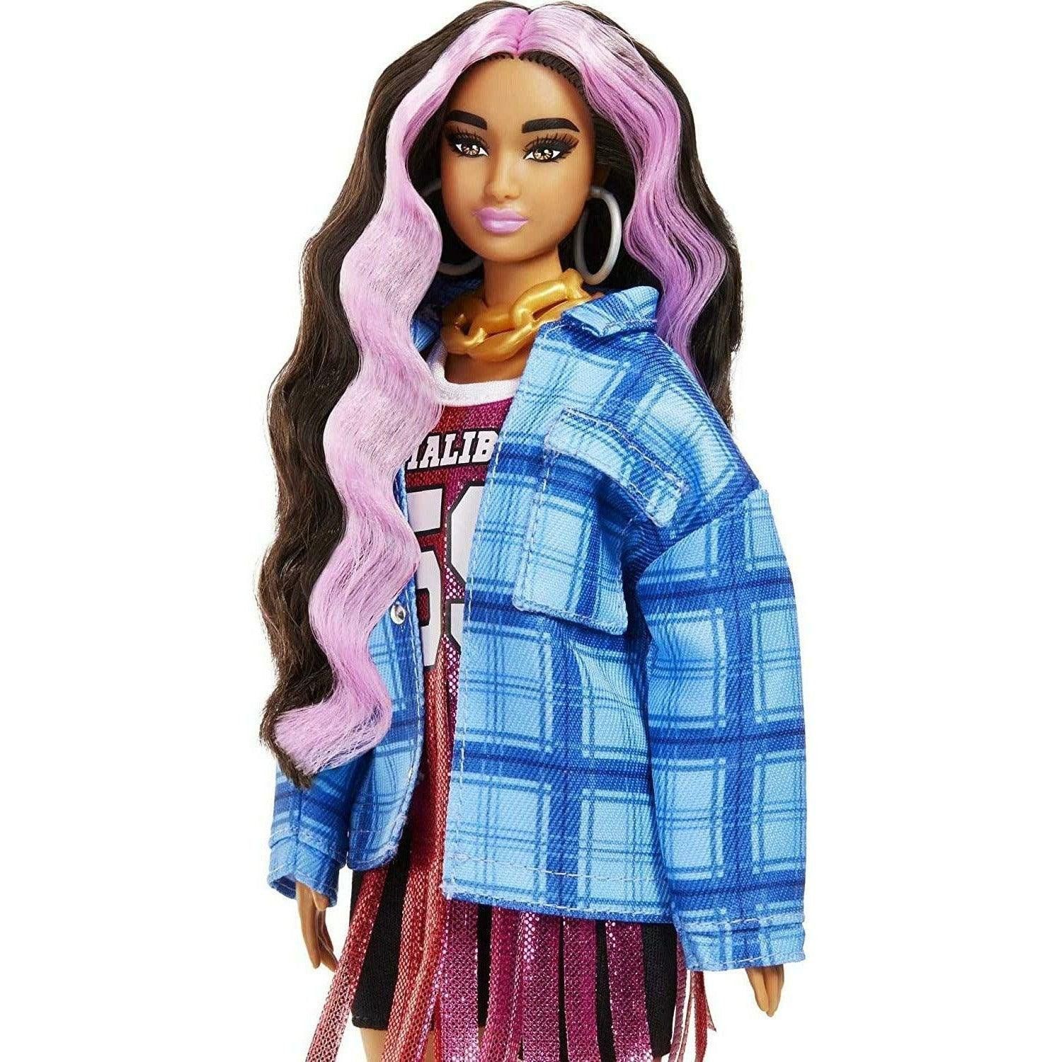 Barbie Extra Doll #13 in Basketball Jersey Dress & Accessories, with Pet Corgi, Extra-Long Crimped Hair with Pink Streaks - BumbleToys - 5-7 Years, Barbie, Dolls, Fashion Dolls & Accessories, Girls, OXE, Pre-Order