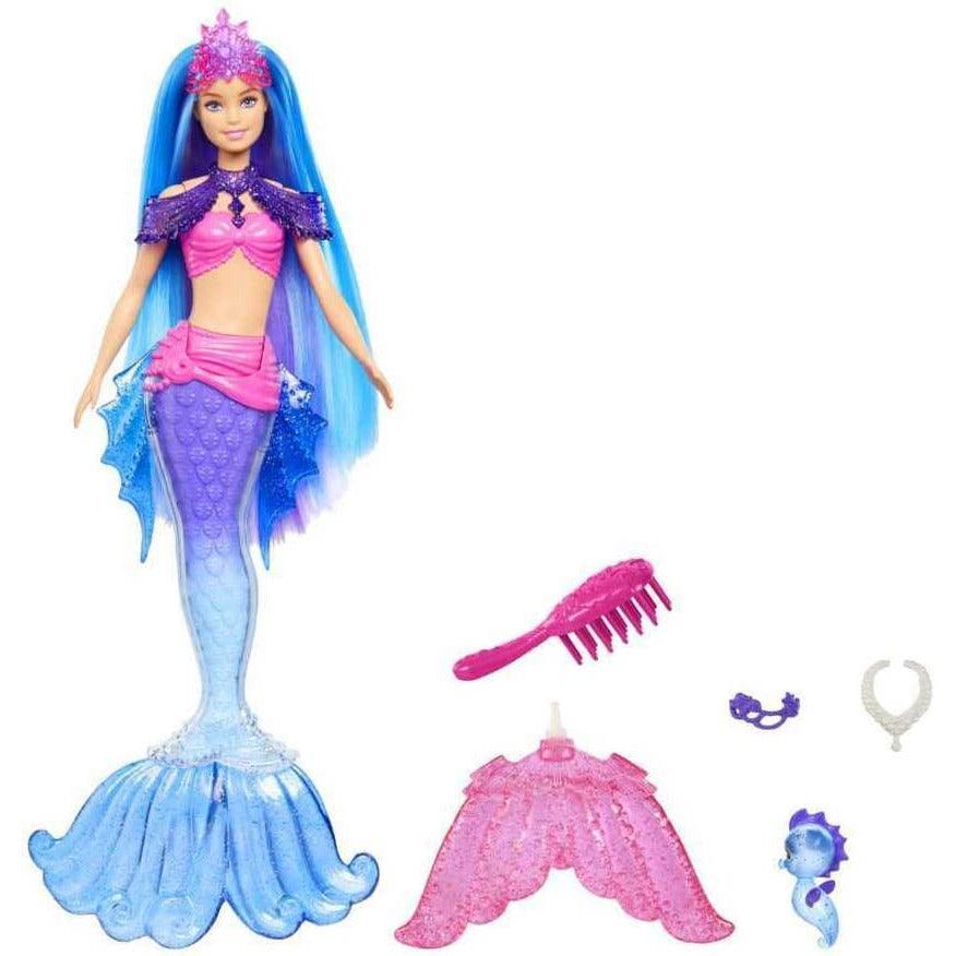 Barbie Malibu Mermaid Doll with Seahorse Pet and Accessories with Interchangeable Fins - BumbleToys - 5-7 Years, Barbie, Fashion Dolls & Accessories, Girls, Mermaid, Pre-Order