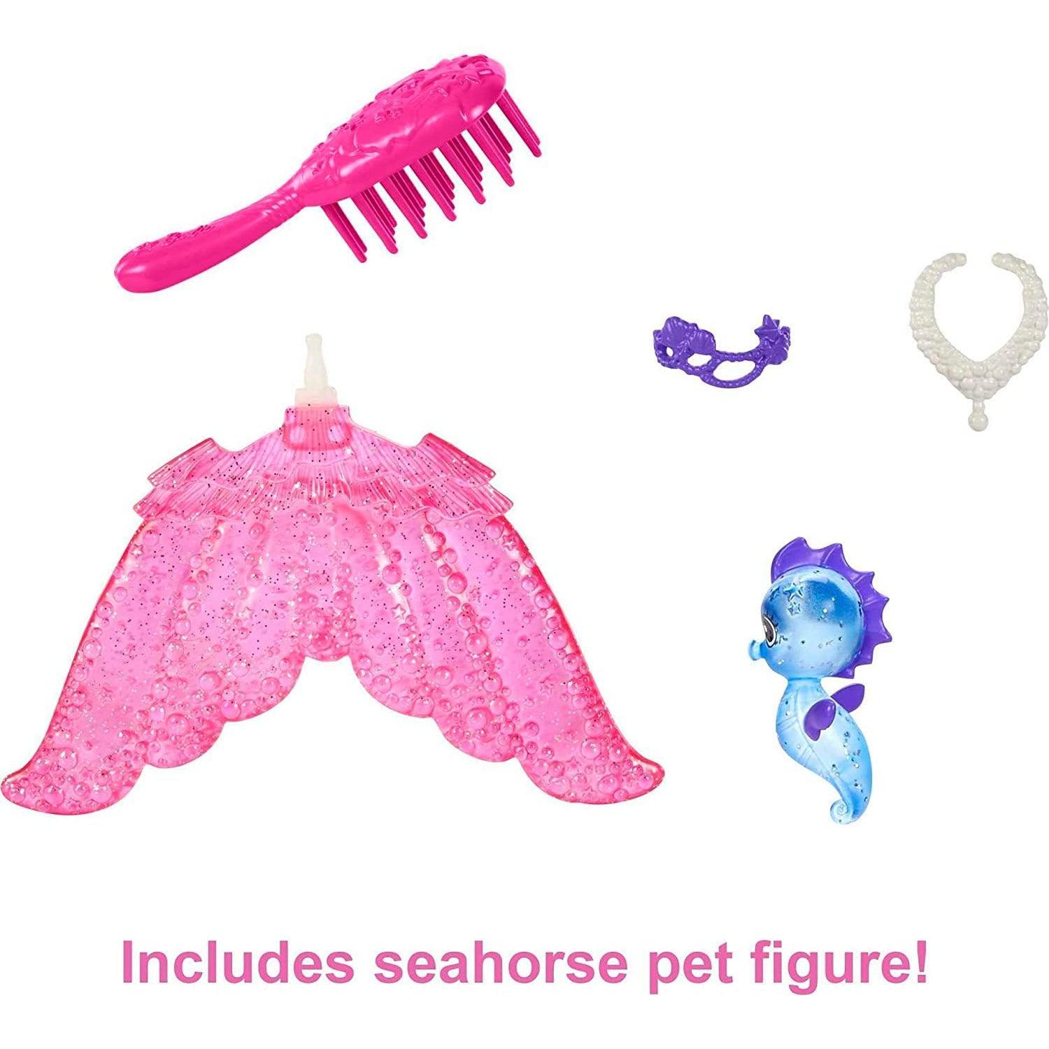 Barbie Malibu Mermaid Doll with Seahorse Pet and Accessories with Interchangeable Fins - BumbleToys - 5-7 Years, Barbie, Fashion Dolls & Accessories, Girls, Mermaid, Pre-Order