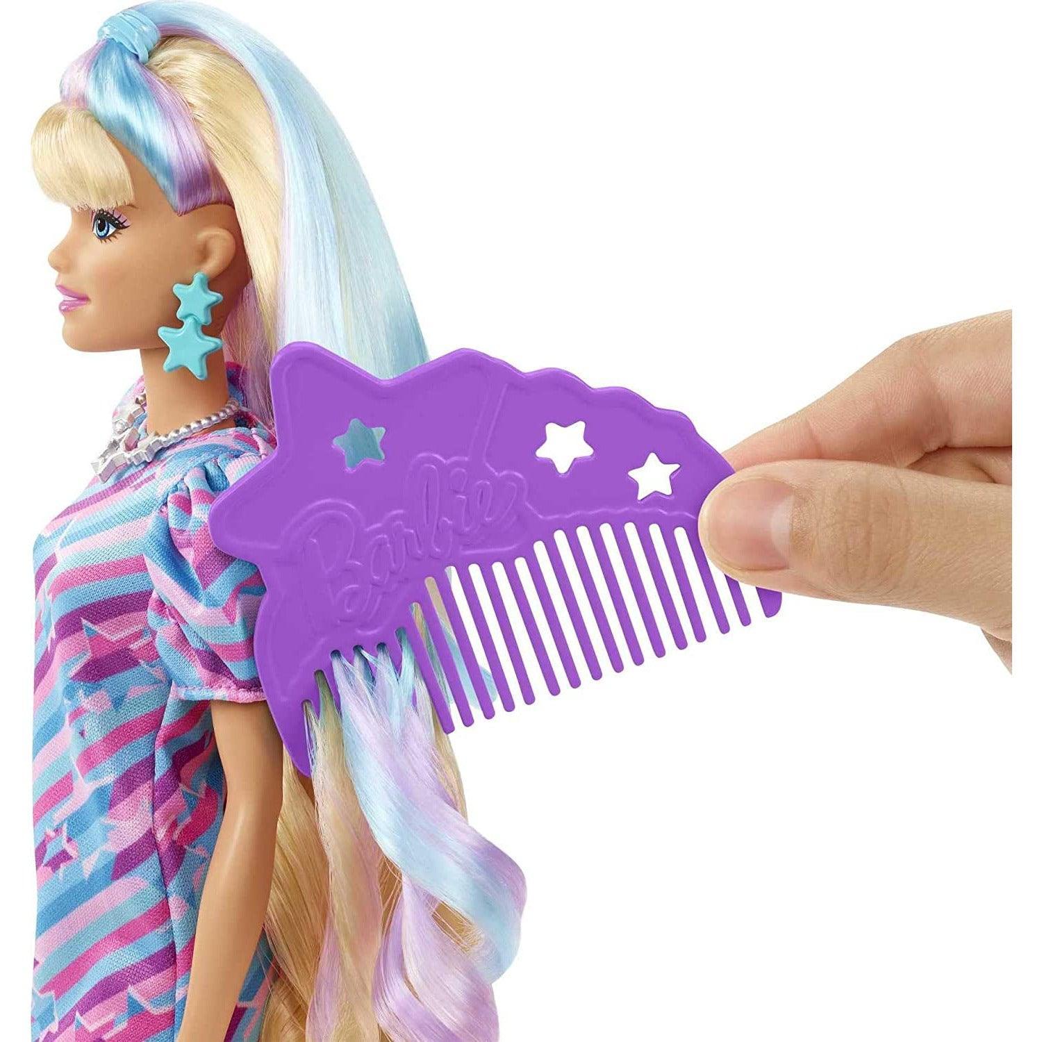Barbie Totally Hair Star-Themed Doll, 8.5 inch Fantasy Hair, Dress, 15 Hair & Fashion Play Accessories (8 with Color Change Feature) - BumbleToys - 2-4 Years, 3+ years, 4+ Years, 5-7 Years, Barbie, Dolls, Fashion Dolls & Accessories, Girls, Pre-Order