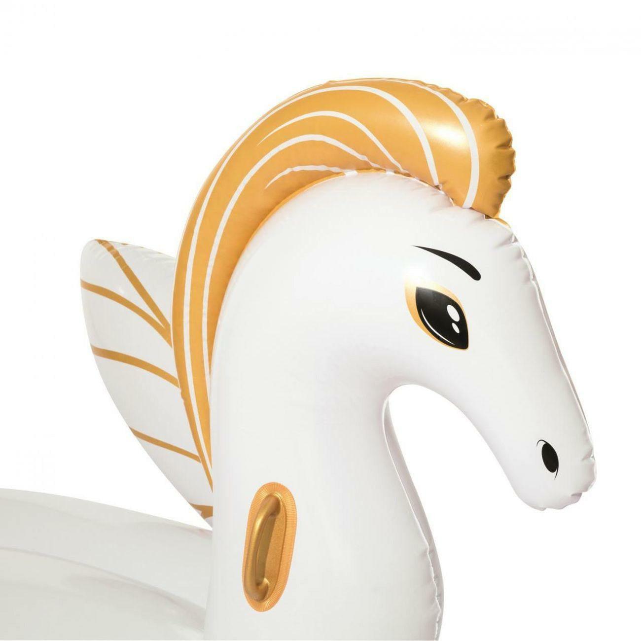 Bestway 41118 Pegasus Shaped Inflatable Ride-On Float - White & Gold - BumbleToys - 8-13 Years, Eagle Plus, Floaters, Girls, Sand Toys Pools & Inflatables