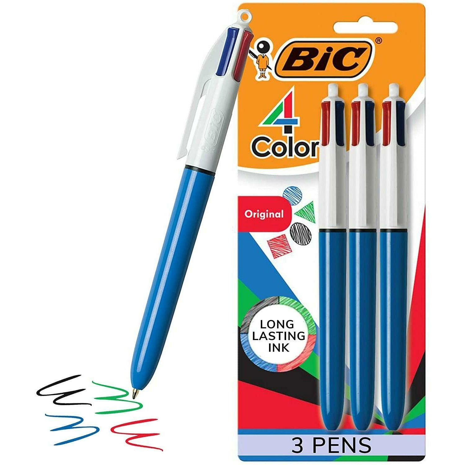 BIC 4 Color Ballpoint Pen, Medium Point (1.0mm), 4 Colors in 1 Set of Multicolor Pens, 3-Count Pack of Refillable Pens for Journaling and Organizing - BumbleToys - 14 Years & Up, 18+, 5-7 Years, 6+ Years, 8-13 Years, Drawing & Painting, OXE, Pencil, School Supplies, Stationery & Stickers