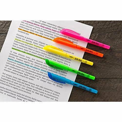 BIC Brite Liner Highlighter, Chisel Tip, Assorted Highlighter Colors, 5-Count, Chisel Tip for Broad Highlighting or Fine Underlining - BumbleToys - 5-7 Years, Drawing & Painting, Pencil, School Supplies, Stationery & Stickers