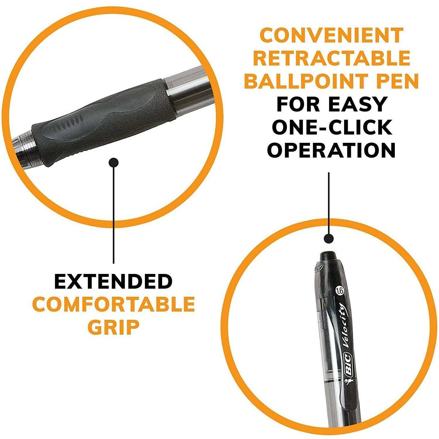 BIC Glide Bold Black Ballpoint Pens, Bold Point (1.6mm), 12-Count Pack, Retractable Ballpoint Pens With Comfortable Full Grip - BumbleToys - 14 Years & Up, 18+, 5-7 Years, 6+ Years, 8-13 Years, Drawing & Painting, OXE, Pencil, School Supplies, Stationery & Stickers