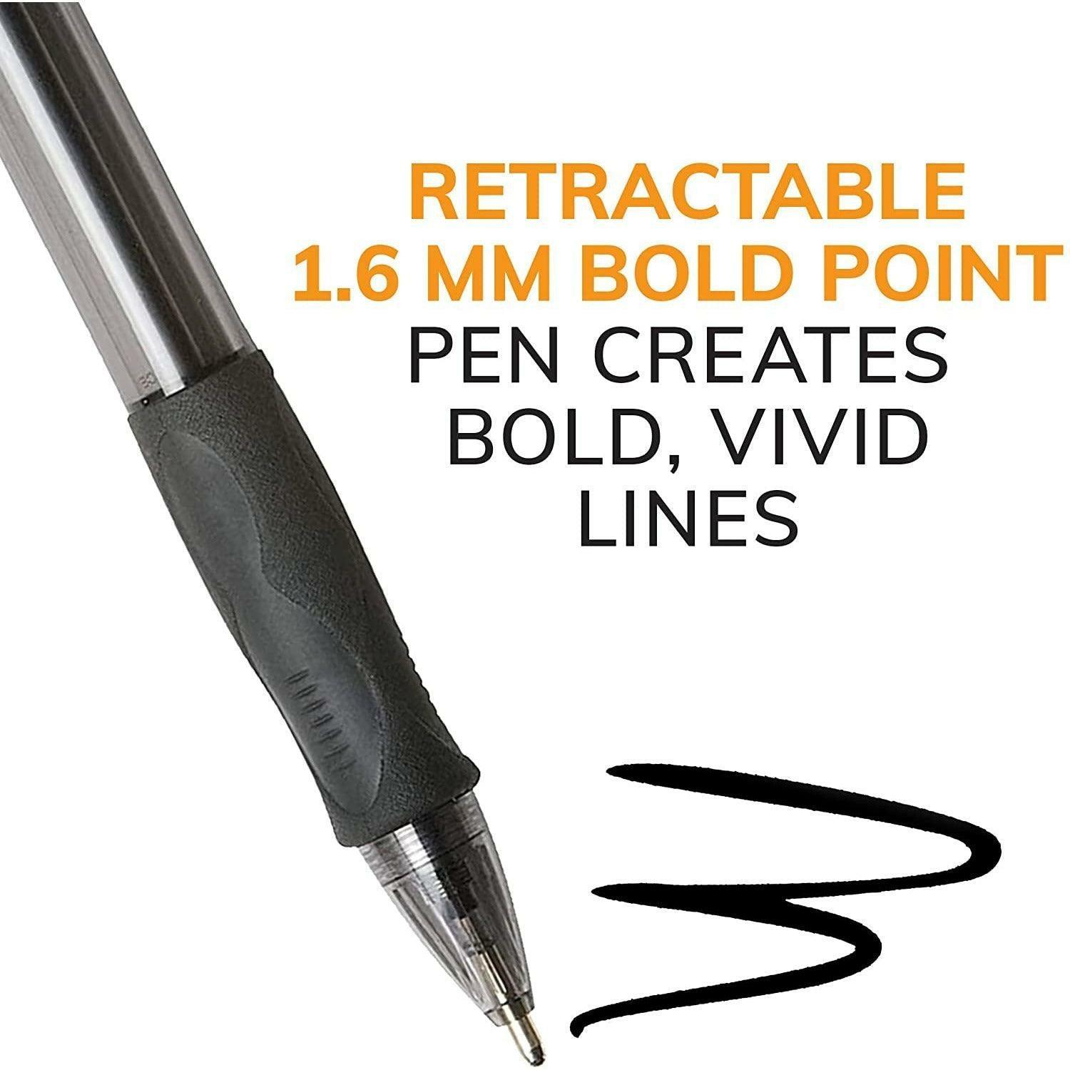 BIC Glide Bold Black Ballpoint Pens, Bold Point (1.6mm), 12-Count Pack, Retractable Ballpoint Pens With Comfortable Full Grip - BumbleToys - 14 Years & Up, 18+, 5-7 Years, 6+ Years, 8-13 Years, Drawing & Painting, OXE, Pencil, School Supplies, Stationery & Stickers