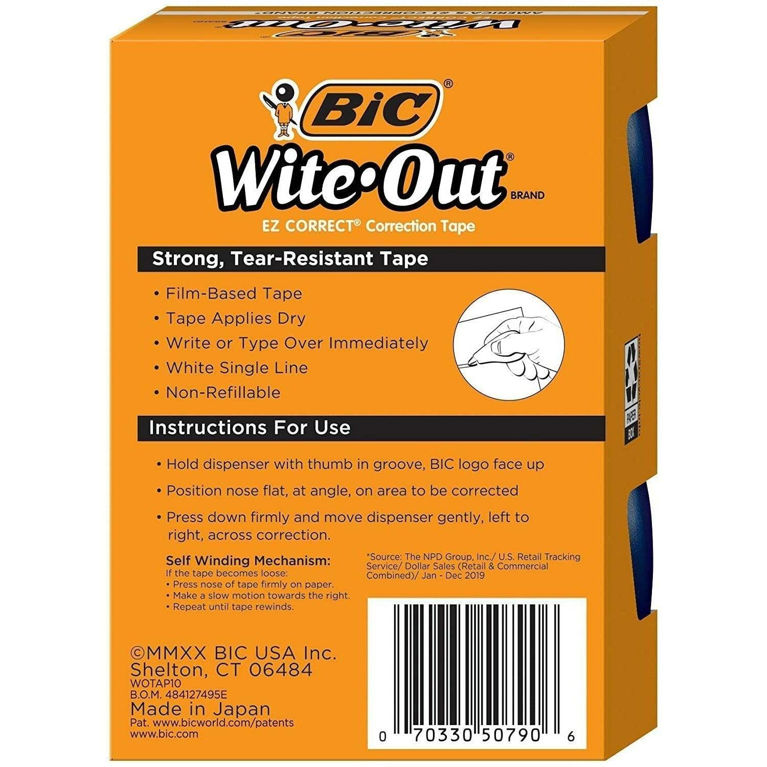 BIC Wite-Out Brand EZ Correct Correction Tape, White  Translucent Dispenser Shows How Much Tape is Remaining (1 Count) - BumbleToys - 5-7 Years, 6+ Years, 8-13 Years, Drawing & Painting, OXE, Pencil, School Supplies, Stationery & Stickers