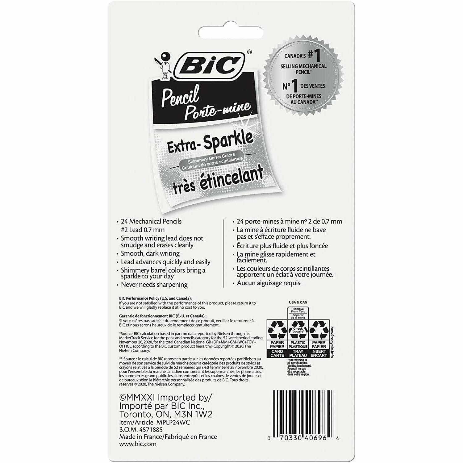 BIC Xtra-Sparkle Mechanical Pencil, Medium Point (0.7 mm), 24-Count, Refillable Design for Long-Lasting Use - BumbleToys - 5-7 Years, Drawing & Painting, Pencil, School Supplies, Stationery & Stickers