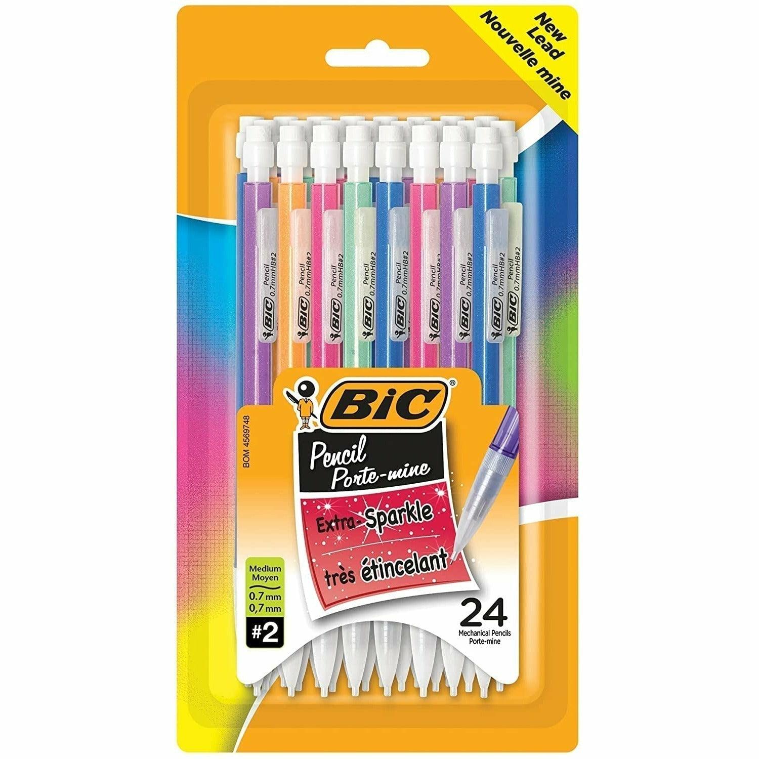 BIC Xtra-Sparkle Mechanical Pencil, Medium Point (0.7 mm), 24-Count, Refillable Design for Long-Lasting Use - BumbleToys - 5-7 Years, Drawing & Painting, Pencil, School Supplies, Stationery & Stickers
