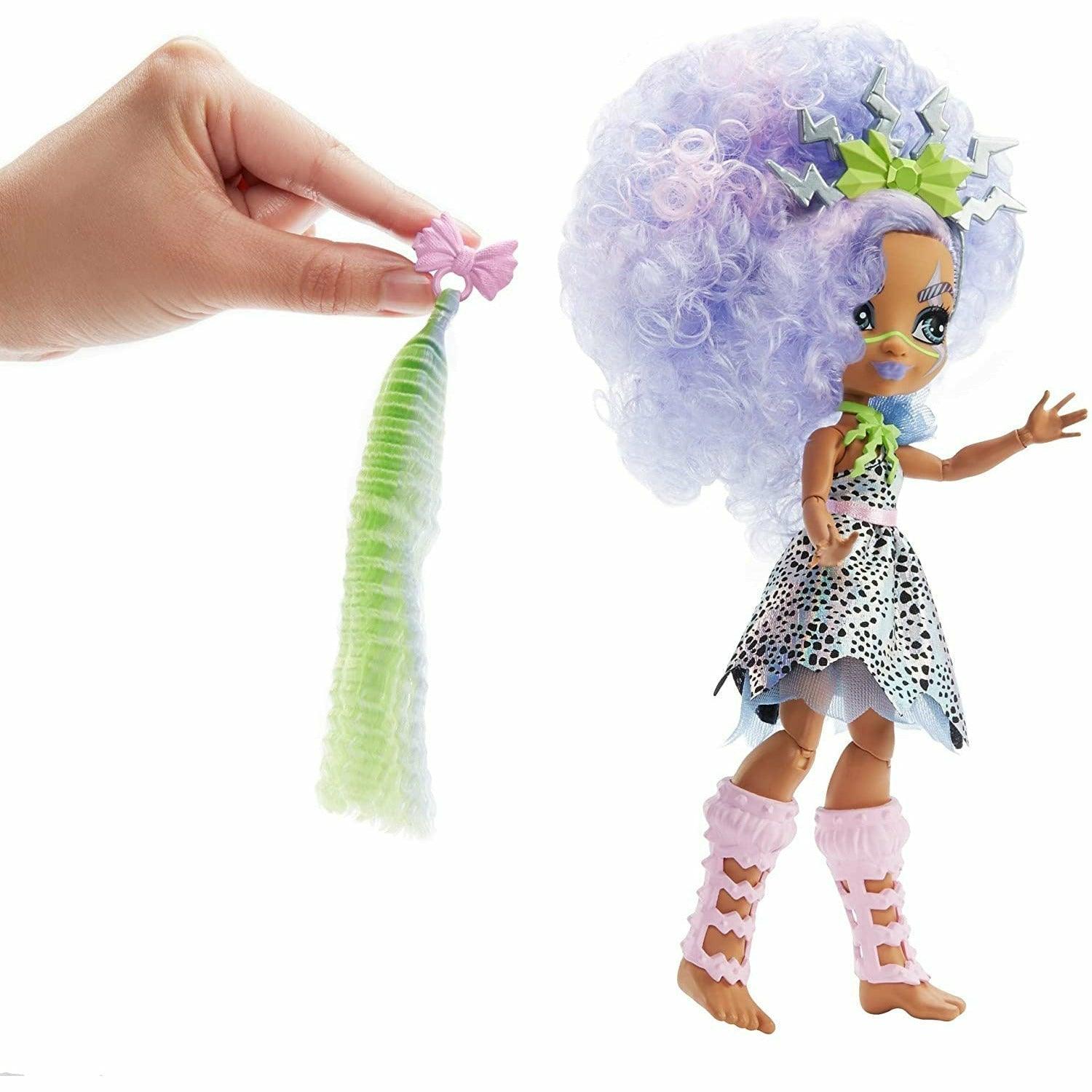 Cave Club Bashley Doll (8 - 10-inch, Lavender Hair) Poseable Prehistoric Fashion Doll with Dinosaur Pet and Accessories - BumbleToys - 4+ Years, 5-7 Years, Dolls, Fashion Dolls & Accessories, Girls, OXE