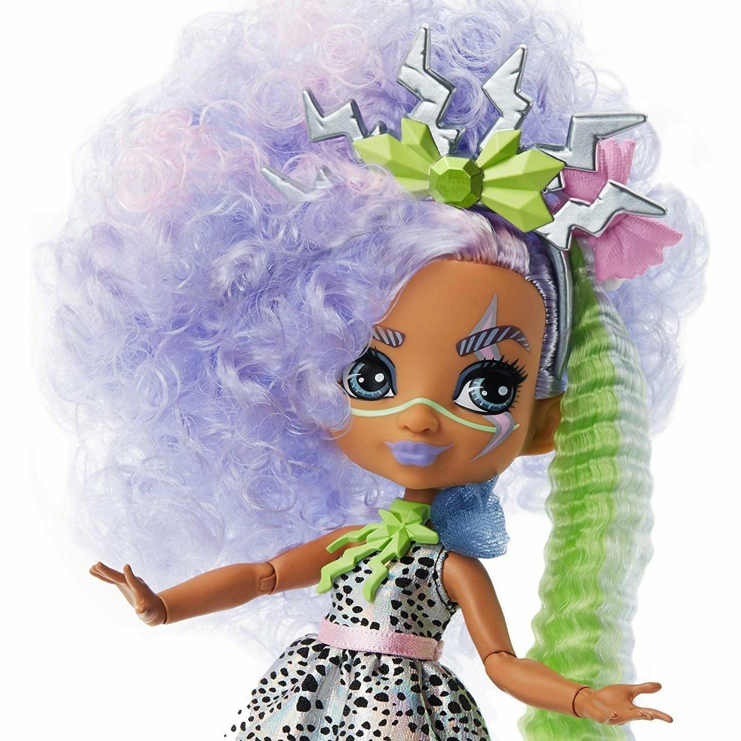Cave Club Bashley Doll (8 - 10-inch, Lavender Hair) Poseable Prehistoric Fashion Doll with Dinosaur Pet and Accessories - BumbleToys - 4+ Years, 5-7 Years, Dolls, Fashion Dolls & Accessories, Girls, OXE