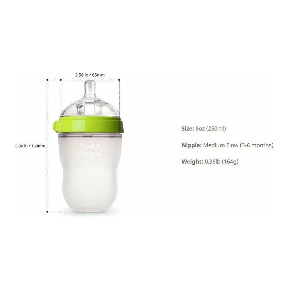 Comotomo Baby Bottle, Green, 8 Ounce (2 Count) - BumbleToys - 0-24 Months, Babies, Baby Saftey & Health, Boys, Comotomo, Feeding Bottle, Girls, Pre-Order, Water Bottle