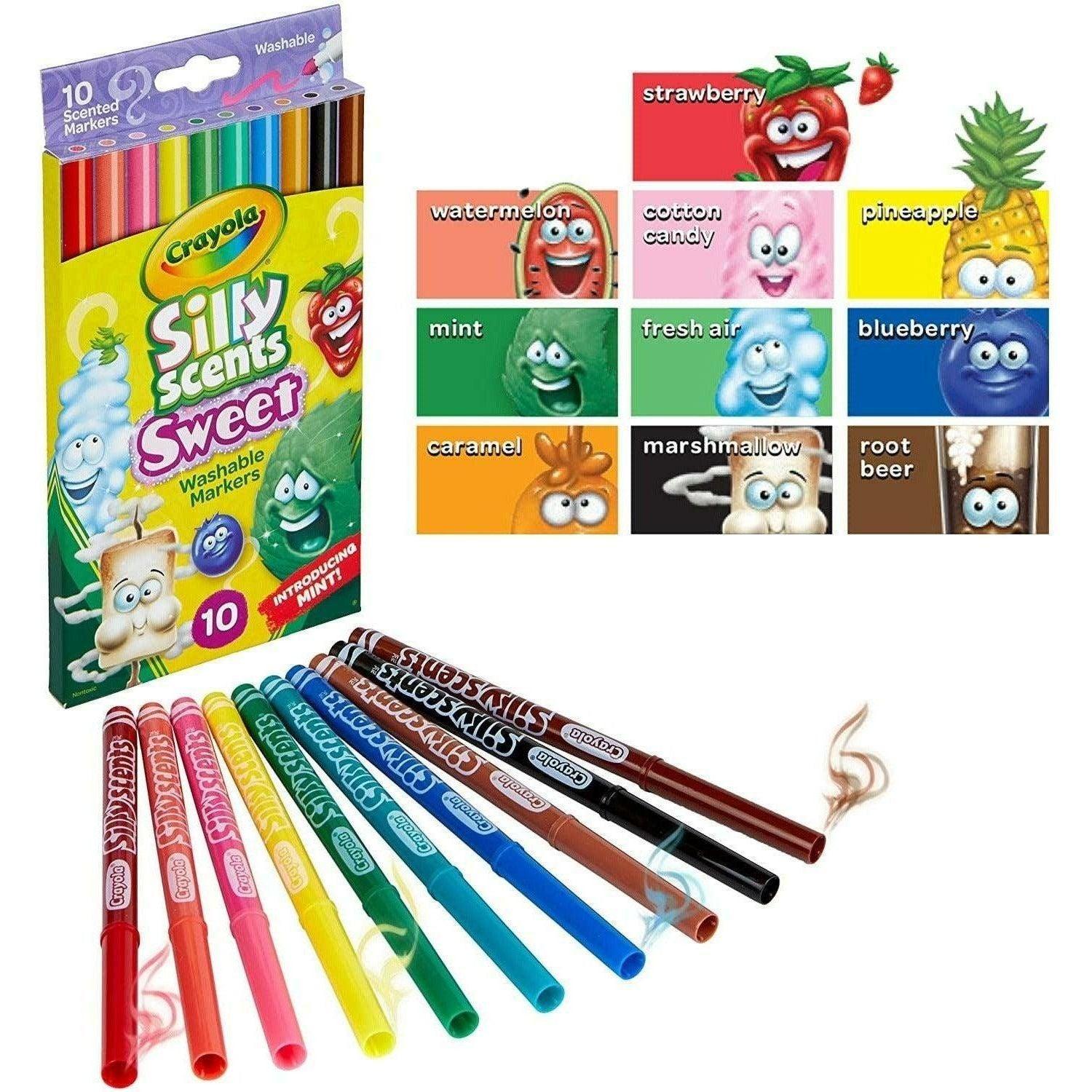 Crayola 58-5071 Silly Scents Fine Line Washable Markers, Single, Multi-Colour, 10 - BumbleToys - 5-7 Years, Boys, Drawing & Painting, Eagle Plus, Girls
