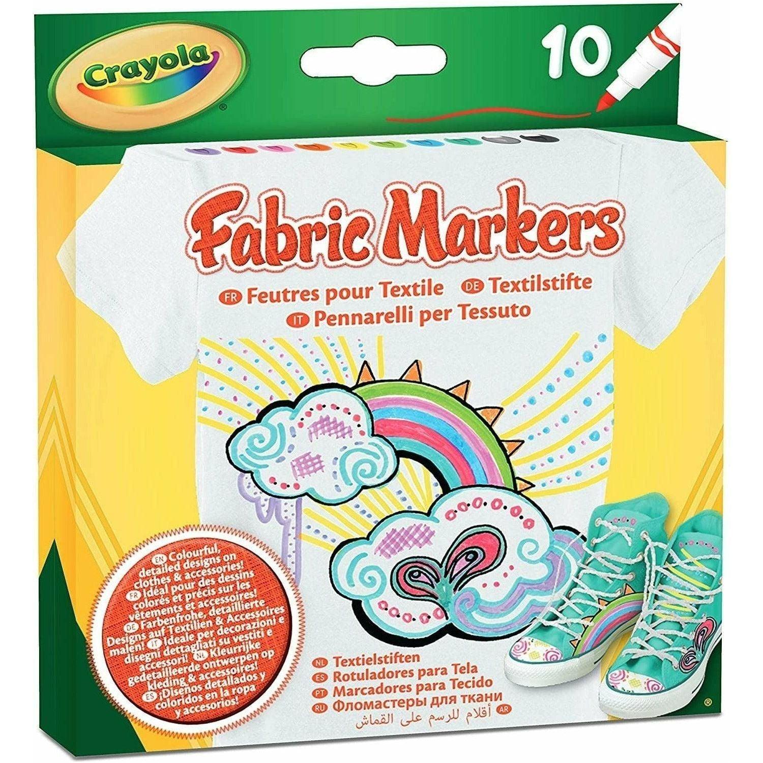 CRAYOLA 58-8633 Fabric Markers 10 Pcs - BumbleToys - 4+ Years, 5-7 Years, Boys, Drawing & Painting, Eagle Plus, Girls