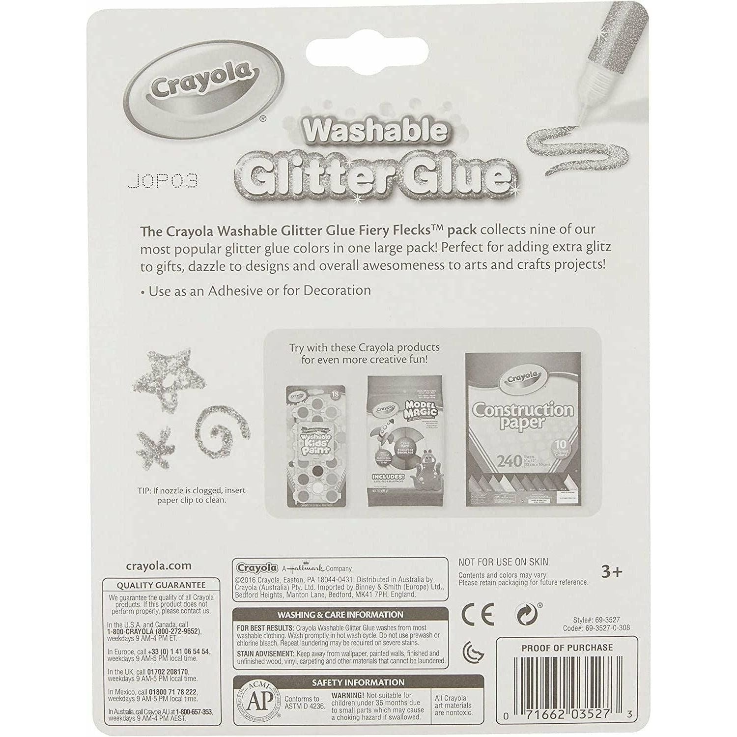 Crayola Washable Glitter Glue, 9 pieces - BumbleToys - 5-7 Years, Boys, Drawing & Painting, Eagle Plus, Girls