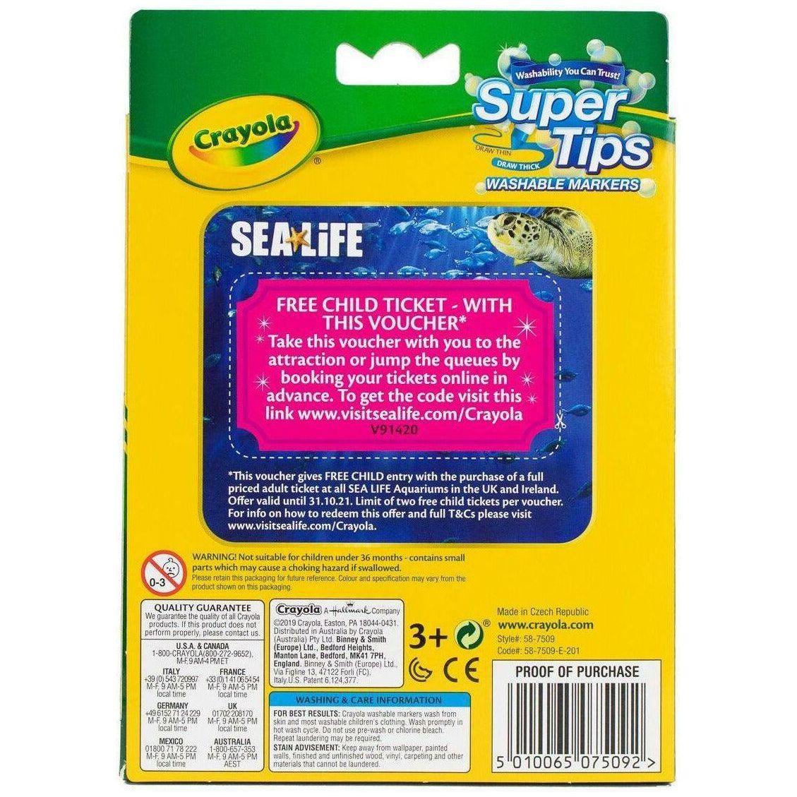 Crayola Washable Super Tips Markers Pack of 12 - BumbleToys - 5-7 Years, Drawing & Painting, Eagle Plus