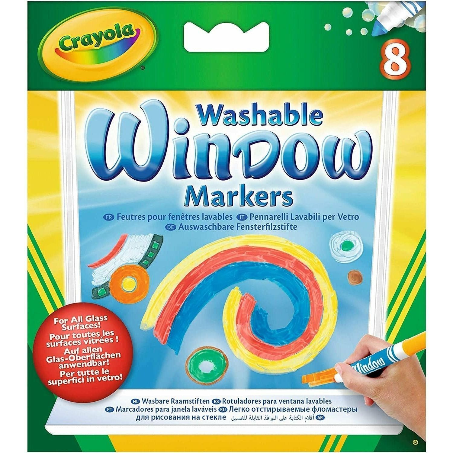 Crayola Washable Window Markers-Assorted Colors 8 Count - BumbleToys - 5-7 Years, Boys, Drawing & Painting, Eagle Plus, Girls