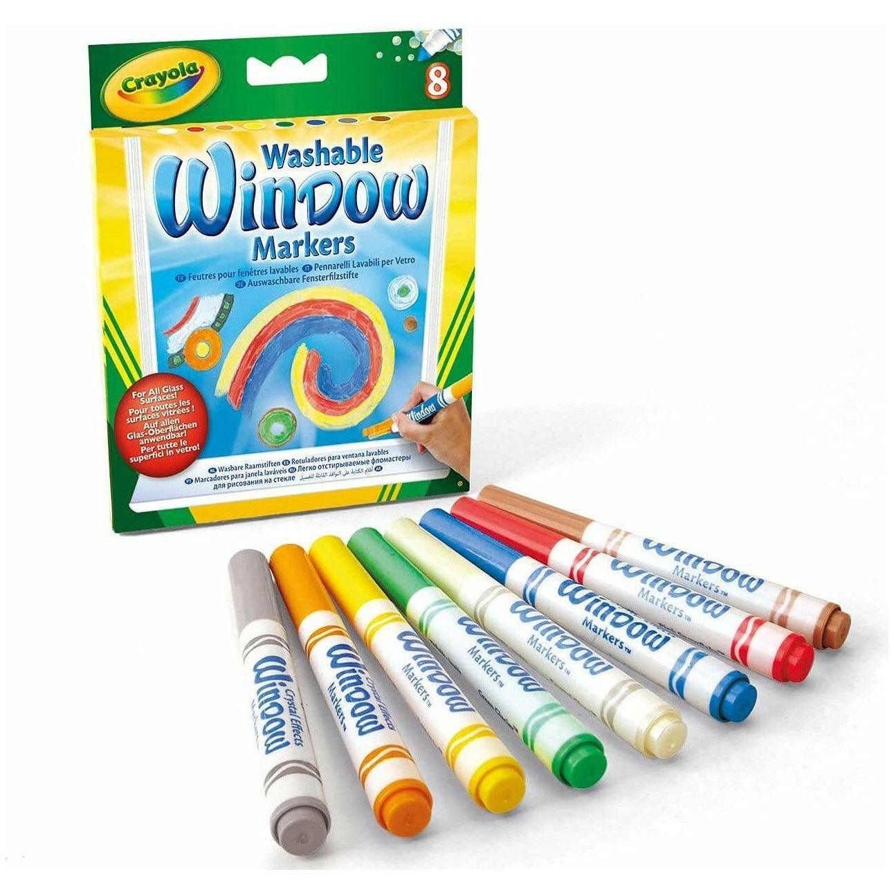 Crayola Washable Window Markers-Assorted Colors 8 Count - BumbleToys - 5-7 Years, Boys, Drawing & Painting, Eagle Plus, Girls