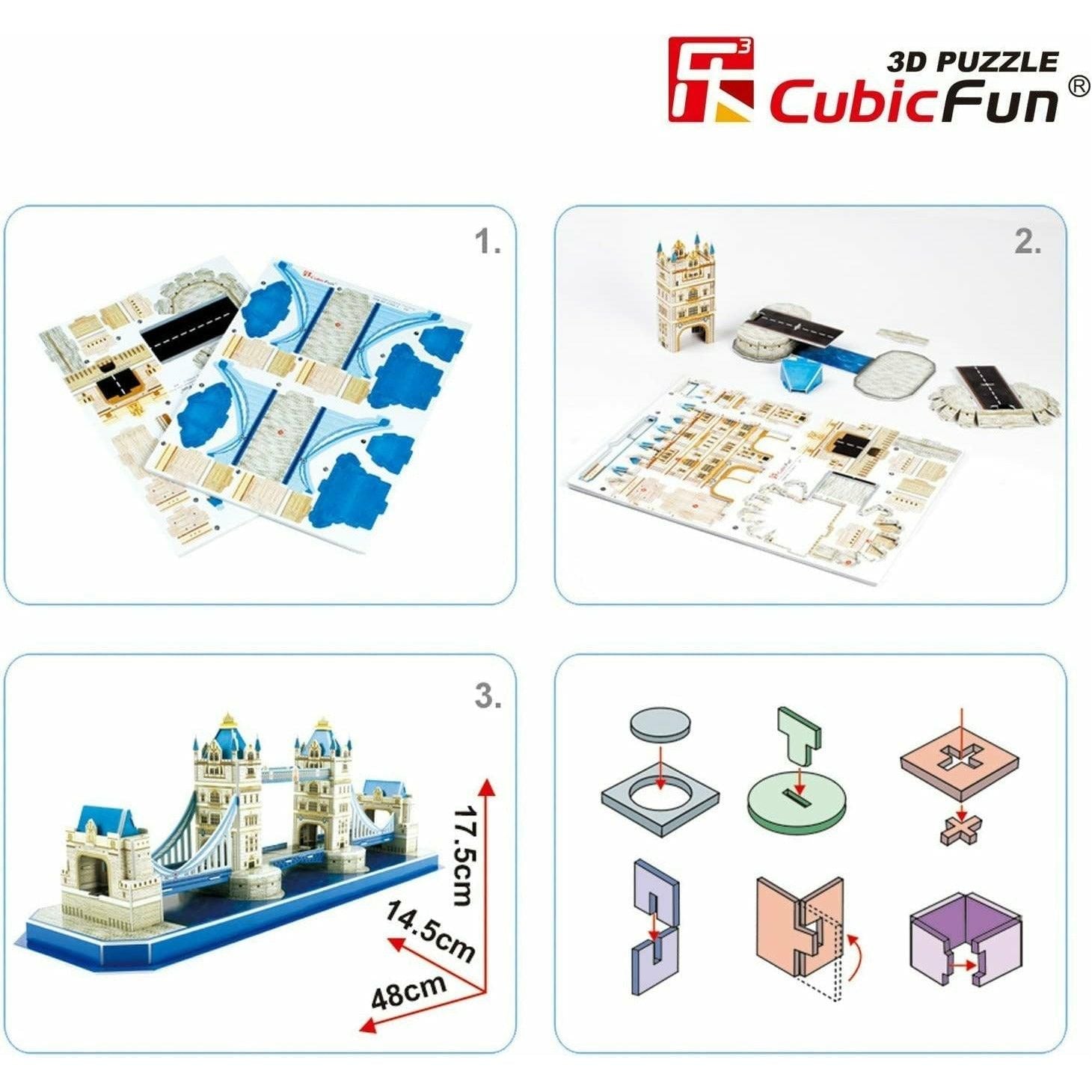 Cubic Fun Tower Bridge Shaped 3D Puzzle C238H- 52 Pieces - BumbleToys - 3D, 5-7 Years, Boys, Cecil, Girls, Puzzle & Board & Card Games, Puzzles & Jigsaws