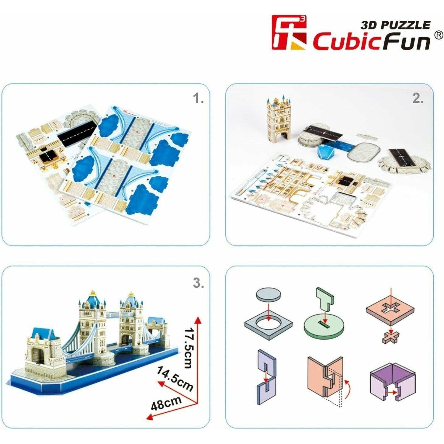 Cubic Fun Tower Bridge Shaped 3D Puzzle C238H- 52 Pieces - BumbleToys - 3D, 5-7 Years, Boys, Cecil, Girls, Puzzle & Board & Card Games, Puzzles & Jigsaws