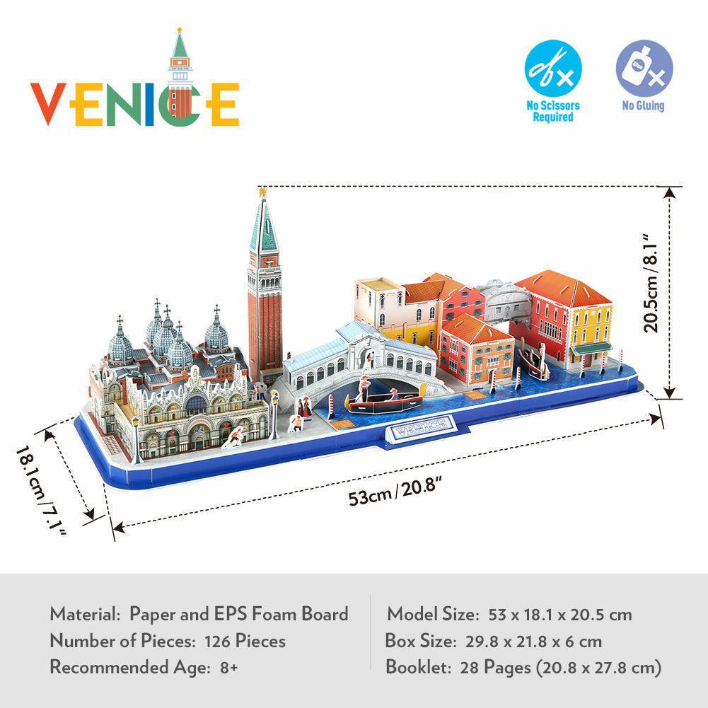 CubicFun 3D Puzzle City Line Venice (126 Pcs) - BumbleToys - 3D, 5-7 Years, 8+ Years, 8-13 Years, Boys, Cecil, Girls, Puzzle & Board & Card Games, Puzzles & Jigsaws