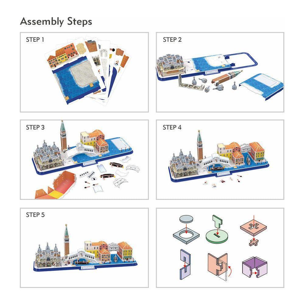 CubicFun 3D Puzzle City Line Venice (126 Pcs) - BumbleToys - 3D, 5-7 Years, 8+ Years, 8-13 Years, Boys, Cecil, Girls, Puzzle & Board & Card Games, Puzzles & Jigsaws