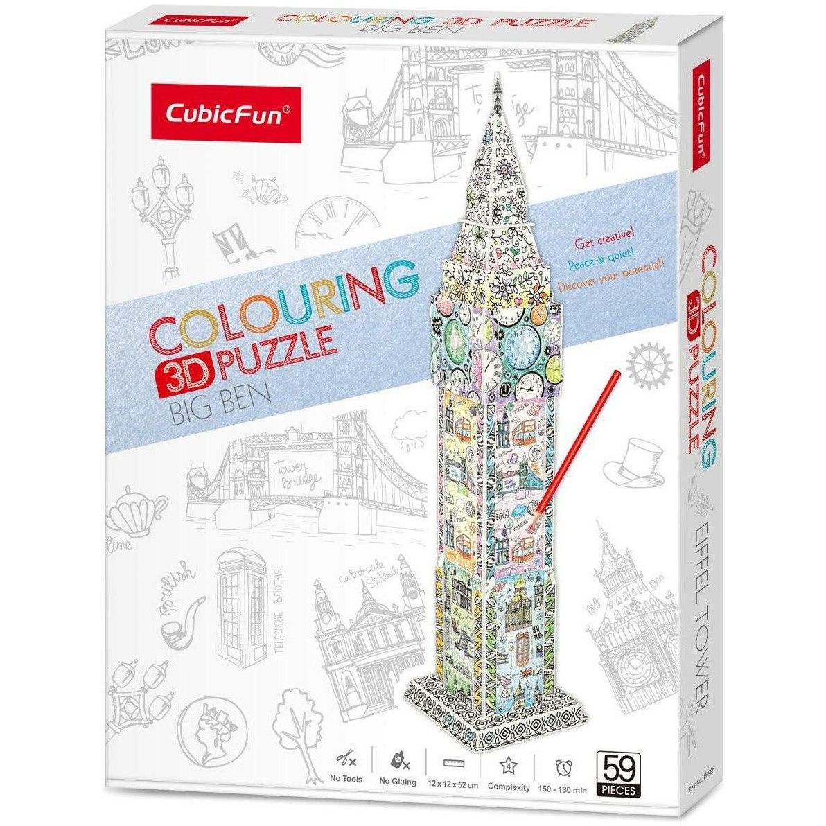 CubicFun Big Ben Colouring 3D Puzzle 59 Pieces - BumbleToys - 3D, 5-7 Years, Boys, Cecil, Girls, Puzzle & Board & Card Games, Puzzles & Jigsaws
