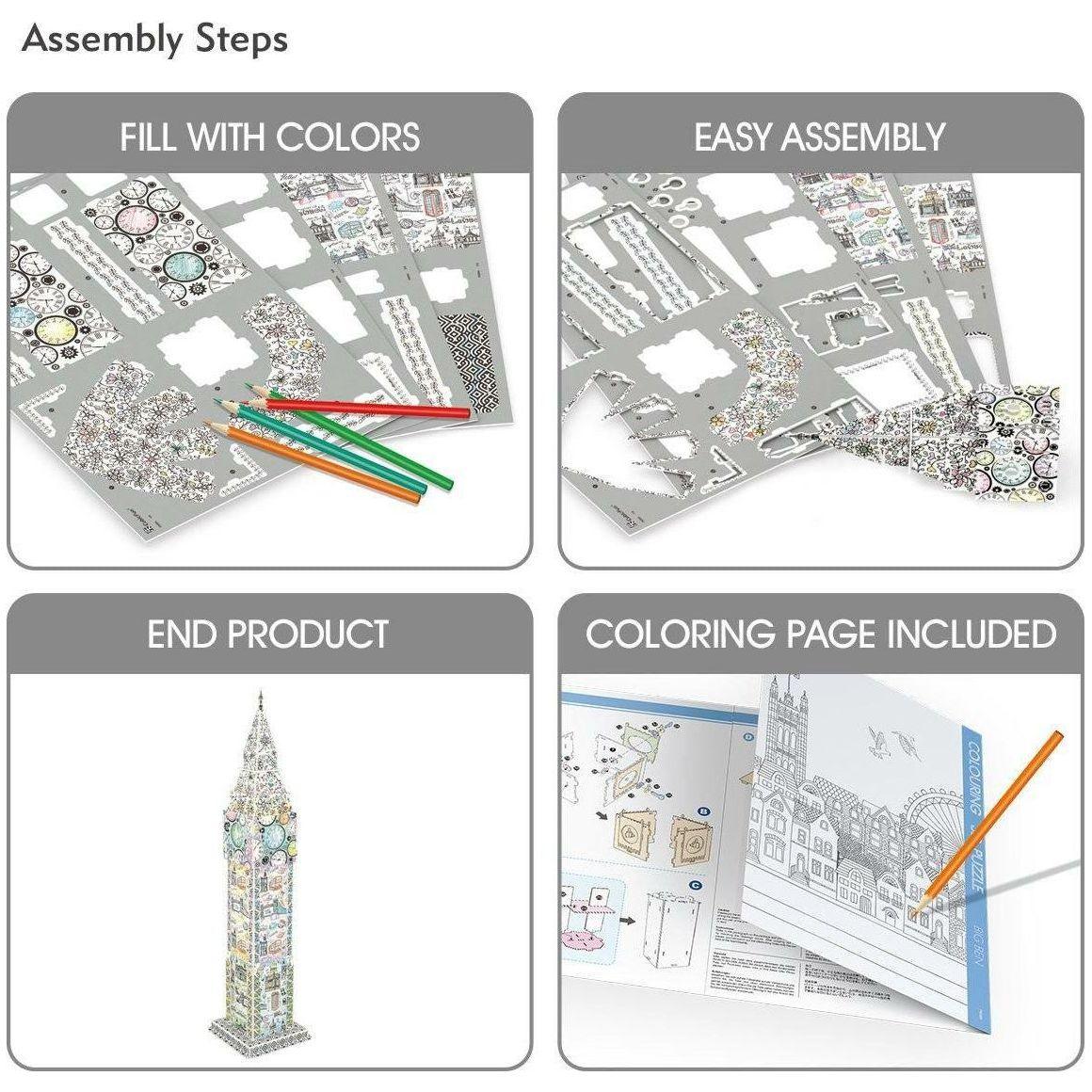 CubicFun Big Ben Colouring 3D Puzzle 59 Pieces - BumbleToys - 3D, 5-7 Years, Boys, Cecil, Girls, Puzzle & Board & Card Games, Puzzles & Jigsaws