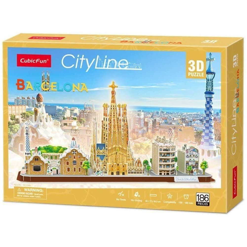 CubicFun CityLine Barcelona Landmarks Collection 3D Puzzle 186 Pieces - BumbleToys - 3D, 5-7 Years, Boys, Cecil, Girls, Puzzle & Board & Card Games, Puzzles & Jigsaws
