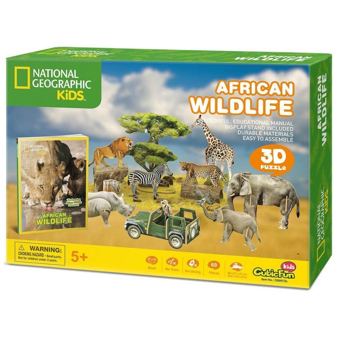 CubicFun National Geographic African Wildlife 3D Puzzle 69 Pieces - BumbleToys - 3D, 5-7 Years, Boys, Cecil, Puzzle & Board & Card Games, Puzzles & Jigsaws