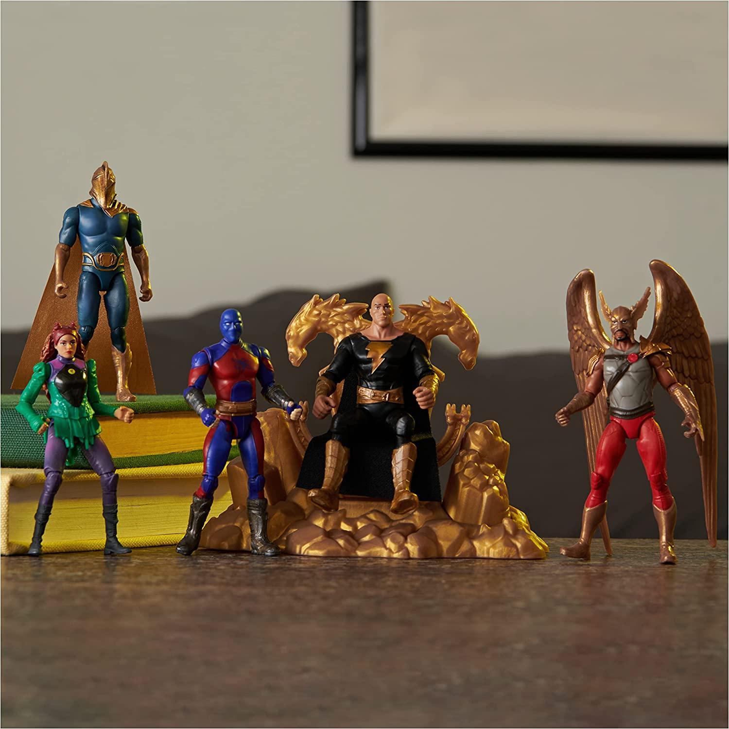DC Comics, Black Adam and Justice Society Set, 4-inch Black Adam Toy Figures and Throne | Hawkman, Dr. Fate, Atom Smasher, Cyclone - BumbleToys - 5-7 Years, Action Battling, Avengers, Black Adam, Boys, DC, OXE, Pre-Order