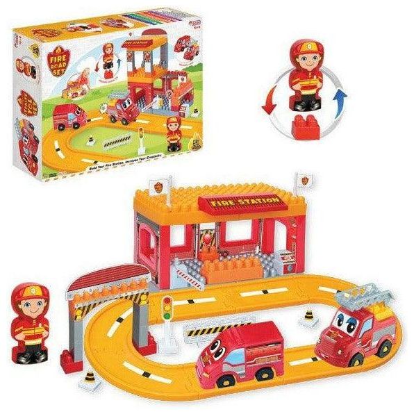 Dede 3323 Fire Road Set Building Blocks With 2 Cars – (50 Pcs) - BumbleToys - 2-4 Years, Boys, Building Blocks, Building Sets & Blocks, Cars, Cecil, Girls, LEGO, Truck