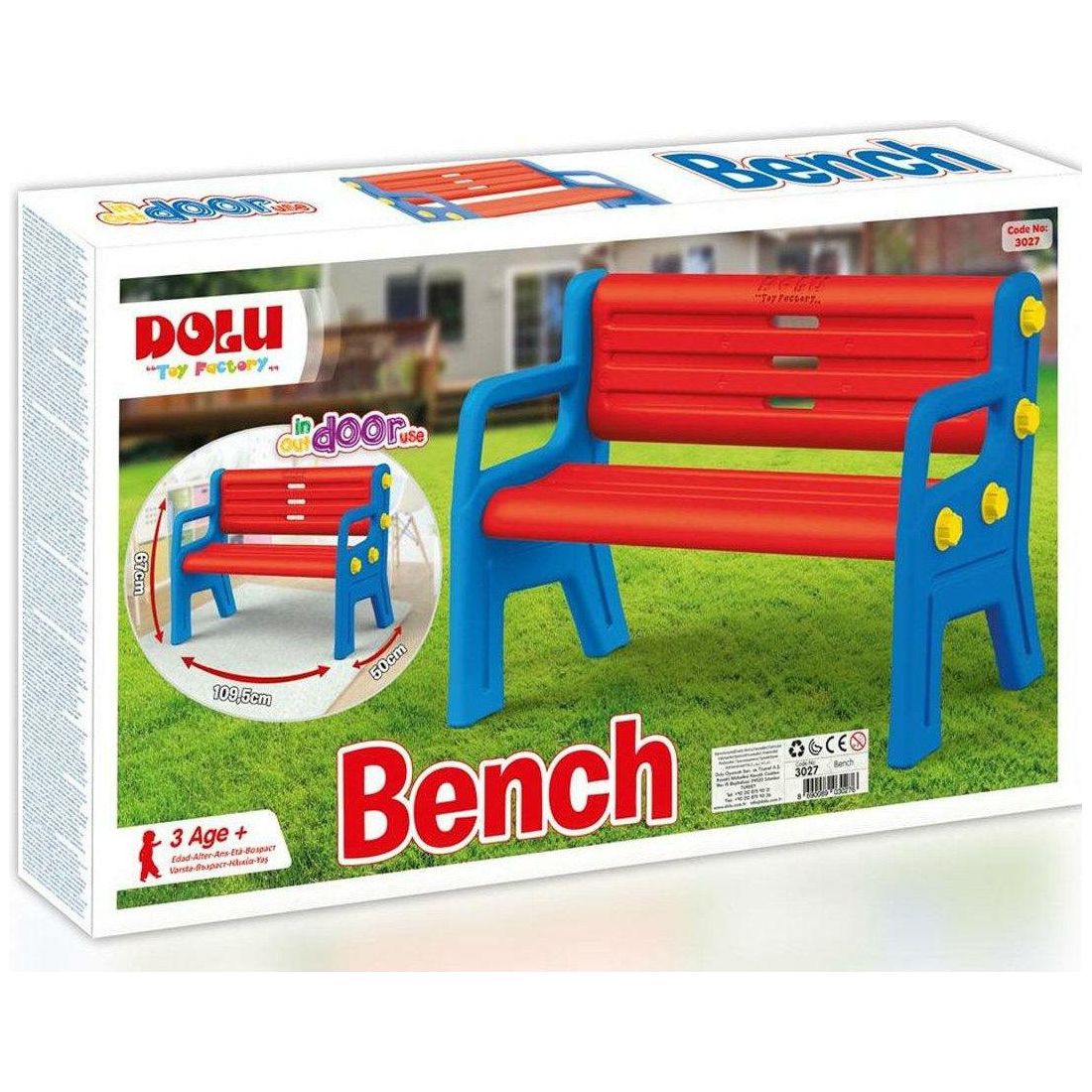 Dolu 7027 In And Outdoor Bench - BumbleToys - 5-7 Years, Boys, Cecil, Girls, Kids Furniture